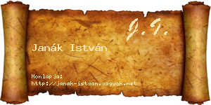 Janák István névjegykártya